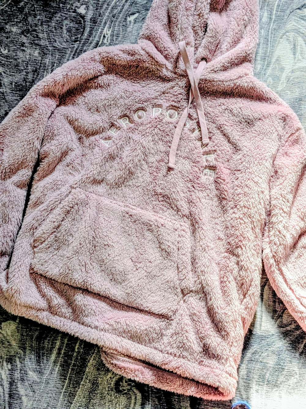 Aeropostale Plush Light Pink Sherpa Hoodie